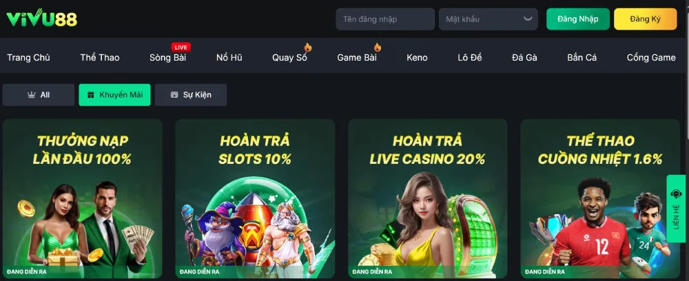 Vivu88 - Nhà cái đăng ký tài khoản tặng tiền 100K